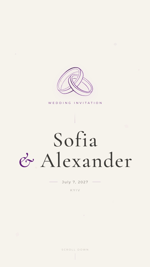 Classic invitation template in deep amethyst purple