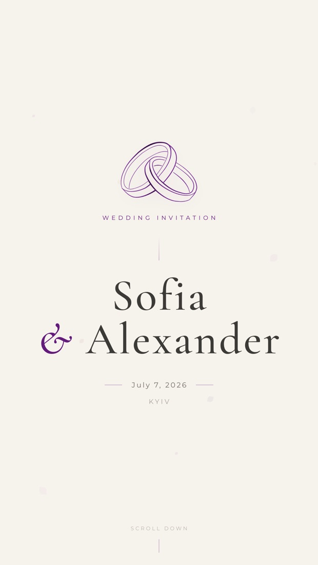 Classic invitation template in deep amethyst purple