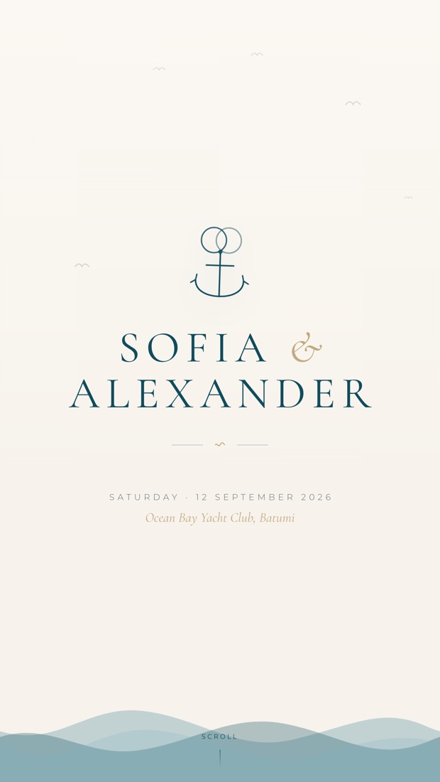 Marine invitation template — deep teal and sand